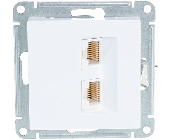  Розетка компьютерная Schneider Electric AtlasDesign ATN000185 двойная RJ45+RJ45, кат.5E, Белый 