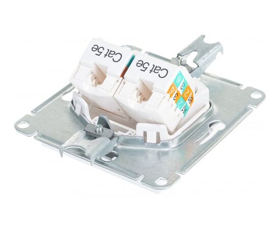  Розетка компьютерная Schneider Electric AtlasDesign ATN000185 двойная RJ45+RJ45, кат.5E, Белый 