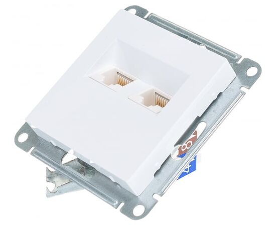  Розетка компьютерная Schneider Electric AtlasDesign ATN000185 двойная RJ45+RJ45, кат.5E, Белый 