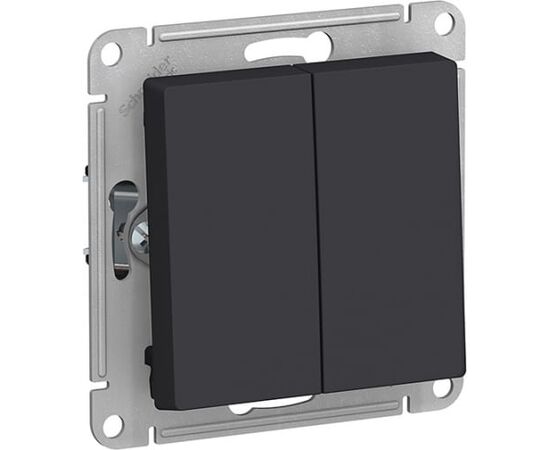  Переключатель Schneider Electric AtlasDesign ATN001065 2-клавишный сх.6, 10АХ, механизм, Карбон 