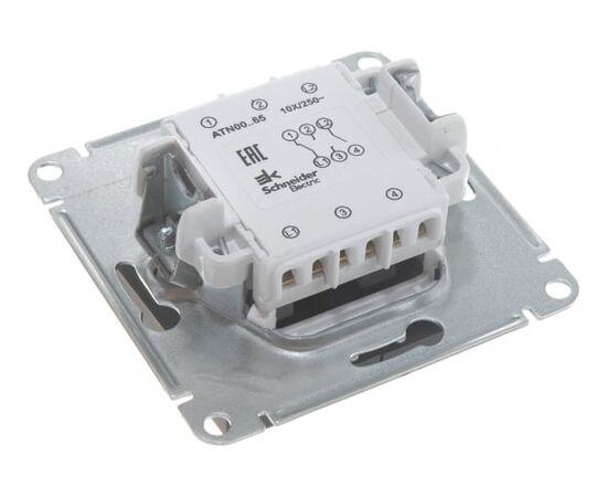  Переключатель Schneider Electric AtlasDesign ATN001065 2-клавишный сх.6, 10АХ, механизм, Карбон 