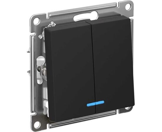  Выключатель Systeme electric AtlasDesign ATN001053S 2-клавишный с подсветкой, сх.5а, 10АХ, быстрозажимные клеммы, карбон 