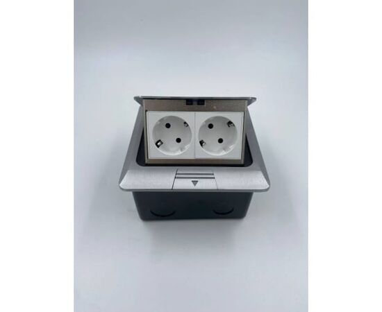  Блок розеток в пол Inrior DB-02-80 серый, на 2 Euro розетки 