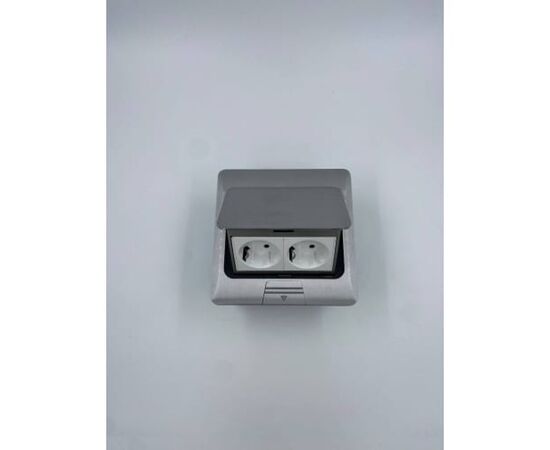  Блок розеток в пол Inrior DB-02-80 серый, на 2 Euro розетки 